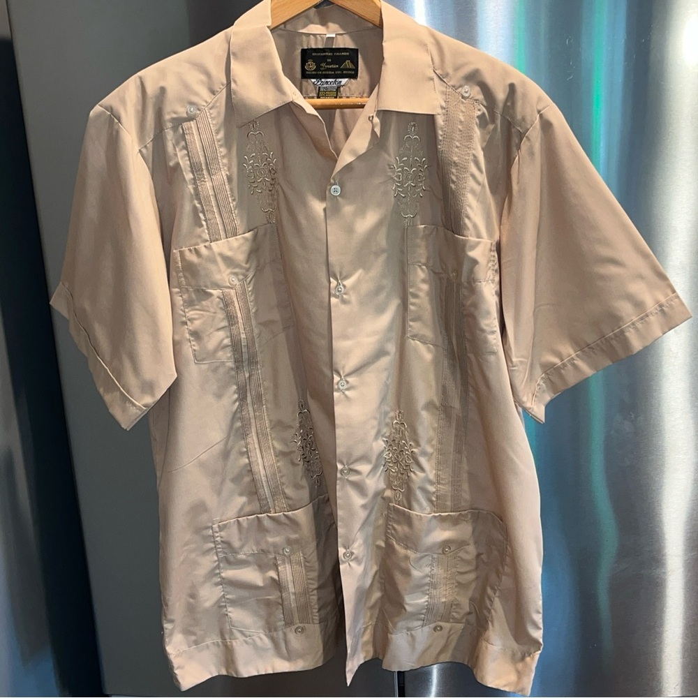 Guayaberas TAN Spanish western SHIRT PRINCETON Chichen Itza Button up 4 pockets
